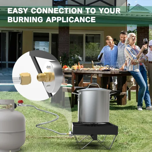Miniatura 5 de Regulador de propano ajustable de alta presión de 4 pies 0-30 PSI, regulador de 30 psi, manguera de propano trenzada de acero inoxidable QCC1/Tipo 1