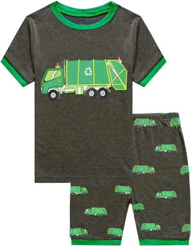 Miniatura 2 de Pijamas para niños pequeños, 100% algodón, ropa de dormir con camión de bomberos, ropa de dormir para bebé, 4 piezas, pijamas de verano para niños