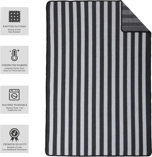 Miniatura 5 de PuTian Manta de Lana Merino - 87" x 63" Gruesa Cálida Suave Manta Grande para Cama - Ideal para Camping, Exteriores, Viajes, Coche, Sofá, Todas