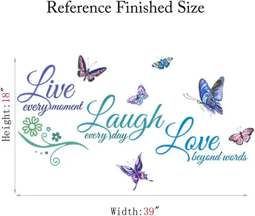 Miniatura 6 de Live Love Laugh - Juego de 3 calcomanías motivacionales para pared, calcomanías inspiradoras para la familia (18 x 39 pulgadas, verde, azul y morado)