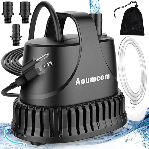 Bomba de agua sumergible de 800 GPH, bomba de fuente de 40 W, bomba de sumidero, bomba de agua de 3000 L/H con cable de alimentación de 7 pies para