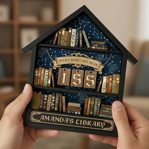 Miniatura 3 de Rastreador de Lectura de Libros Personalizado, Contador de Libros Leídos Este Año, Decoración de Biblioteca, Letrero de Seguimiento de Libros