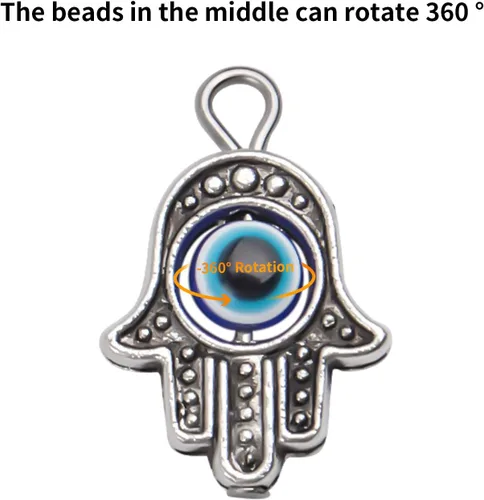 Miniatura 8 de Aylifu Dijes de marco de cuentas de mano Hamsa, 30 piezas de dije de mal de ojo Hamsa con símbolo de mano de Fátima para bricolaje, collar y pulsera