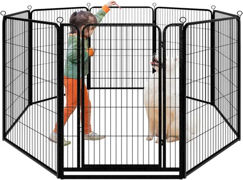 Miniatura 14 de Kfvigoho Corralito para perros para exteriores, extra ancho, 12 paneles de alta resistencia con revestimiento antioxidante, valla para perro
