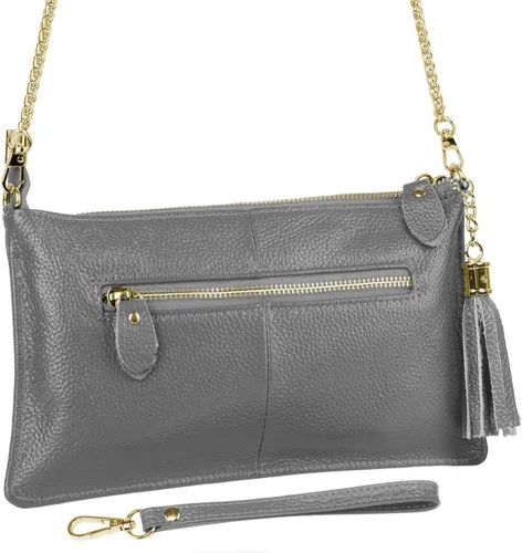 Miniatura 7 de YALUXE Clutch Wristlet - Cartera de piel auténtica con bloqueo RFID y cadena de hombro