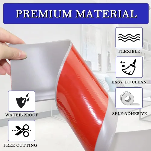 Miniatura 2 de LSGCQ Moldura Flexible para Zócalo de 4 Pulgadas x 60 Pies, Base de Pared de Vinilo Autoadhesivo, Despegar y Pegar, Base Cove de Goma, Moldura