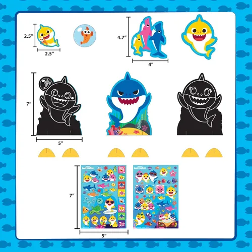 Miniatura 6 de Horizon Group USA Baby Shark Ultimate Scratch 'N Color - Juego de 56 actividades artísticas para rascar, incluyendo calcomanías, formas 3D y más