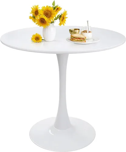 Miniatura 11 de Mesa de comedor redonda de tulipán blanco de 27.5 pulgadas para espacio pequeño, mesa de cocina moderna con base de pedestal para 2-4 personas