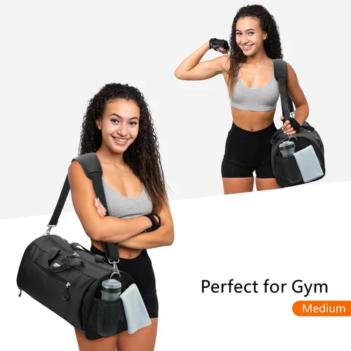 Miniatura 3 de TOPDesign Bolsa de gimnasio para mujeres y hombres, bolsa de lona unisex con compartimento para zapatos y bolsillo húmedo para viajes, deportes