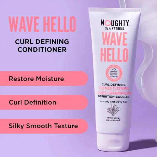 Miniatura 2 de Noughty Acondicionador definidor 97% Natural Wave Hello Curl para acondicionar, suavizar y definir los rizos con extracto de algas marinas y aceite