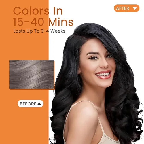 Miniatura 2 de Fedulili Champú de tinte para el cabello negro 3 en 1, 15 minutos de color gris que reduce 4 semanas de colores duraderos, champú para el cabello