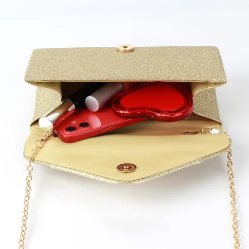 Miniatura 4 de Bolso de mano de noche con purpurina brillante con cadena, bolso para ocasiones especiales para bodas, fiestas, bailes de graduación