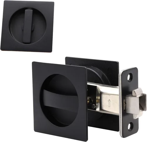 Miniatura 8 de Dontay Pestillos de paso de puerta de bolsillo sin bloqueo, palanca grande, rotación de doble cara, pestillo de privacidad (cama/baño), enrasado