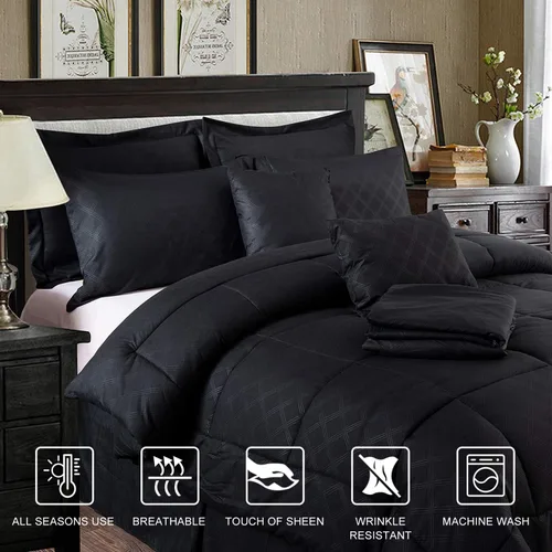 Miniatura 5 de JML - Juegos de edredón de ropa de cama de microfibra con fundas. Patrón bordado y acolchado de color sólido de lujo. Ideal para cualquier