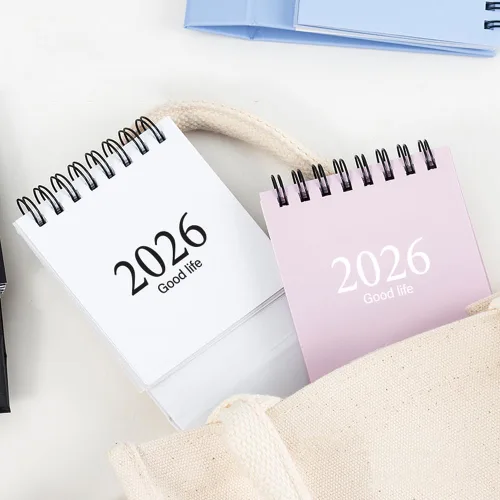 Miniatura 6 de Mini calendarios de escritorio de enero de 2026 a diciembre de 2026, calendario de bolsillo de 3 x 3.8 pulgadas, bobina de acero abatible de pie