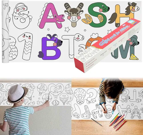 Miniatura 13 de 2 piezas de rollo de dibujo para niños, rollo de papel para colorear para regalo para niños, rollo de papel de dibujo y pintura DIY de 120 * 11.8