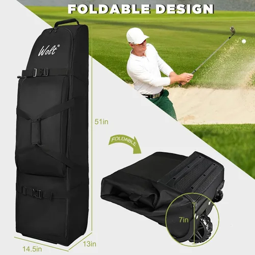 Miniatura 2 de WOLT Bolsa de viaje de golf con sistema de soporte antiimpacto, funda de viaje de golf acolchada suave para líneas aéreas, tela Oxford resistente