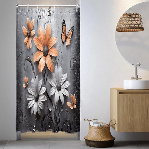 Miniatura 44 de LB Get Naked - Cortina de ducha pequeña de 48 x 68 pulgadas, forro de cortina de ducha de tamaño medio azul y rosa, cortinas de ducha estrechas