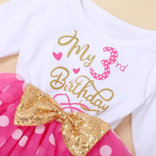 Miniatura 3 de ODASDO Vestidos de princesa de manga larga con tutú y lazo para fiesta de cumpleaños de 1, 2 y 3 cumpleaños