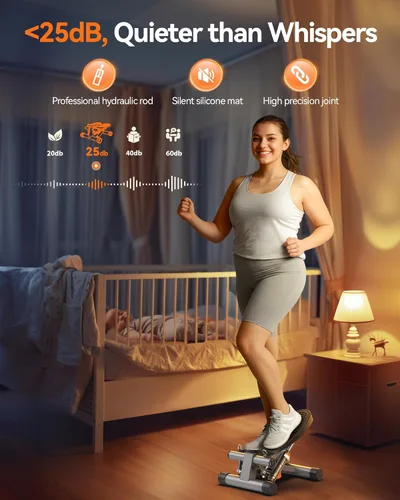 Miniatura 6 de Niceday Steppers para ejercicio, escalera con bandas de resistencia, mini stepper con capacidad de carga de 136 kg, stepper de fitness hidráulico