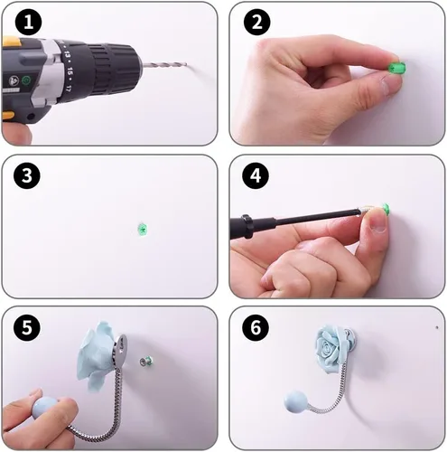 Miniatura 9 de Hermoso Gancho de Pared de Cerámica Floral 3D, Gancho Decorativo de Cromo para Bata, Bufanda, Bolso, Toalla, Sombrero, etc. para Cocina, Baño, Rosa