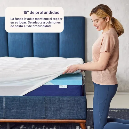 Miniatura 4 de Sleep Innovations Cooling Comfort - Cubrecolchón de espuma viscoelástica de gel de doble capa, 4 pulgadas, tamaño Queen, funda de almohada