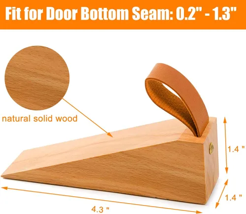 Miniatura 3 de Tope de puerta de madera, cuñas antideslizantes de madera maciza, cuña resistente y duradera, tope de puerta para costura inferior de puerta
