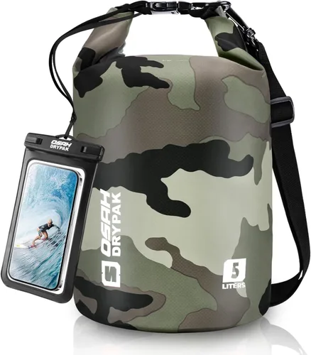Miniatura 52 de Bolsa seca impermeable, 5L/10L/20L/30L/40L Mochila de almacenamiento ligera con funda para teléfono para mujeres y hombres, saco impermeable Gris