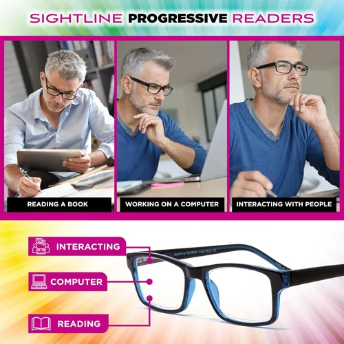 Miniatura 5 de Sightline Readers Progressive Multifocus Reading Glasses for Men and Women with Anti-Reflective & Easy-Adapt Lenses 6005