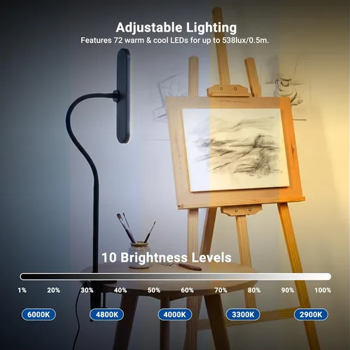 Miniatura 3 de NEEWER Entry Level Version 10W Desktop LED Lamp with Clamp, Color Edge Lit Flexible Monitor Clip Light, 5 Color Modes, Eye Friendly Dimmable for