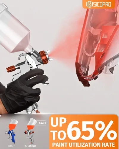 Miniatura 4 de Pistola Pulverizadora de Pintura SICOPRO LVLP, Pulverizador de Pintura de Aire para Pintura de la Casa; Juego Premium de Pistolas de Pintura