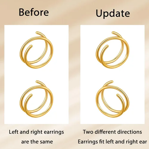 Miniatura 11 de 2 Pairs Double Hoop Earrings, Gold Cartilage Earrings for Women, Small Silver Helix Piercing Jewelry,Spiral Nose Ring Tiny Twist Earrings as Gift