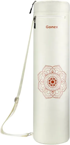 Gonex Bolsa para esterilla de yoga, soporte para esterilla de yoga con cremallera completa, bolsa de transporte para mujeres y hombres con 2 Beige