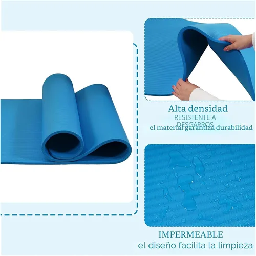 Miniatura 3 de Fitvids Tapete de yoga de 1/2 pulgada, extra grueso, de alta densidad, antidesgarros, con correa de transporte, adecuado para varios ejercicios