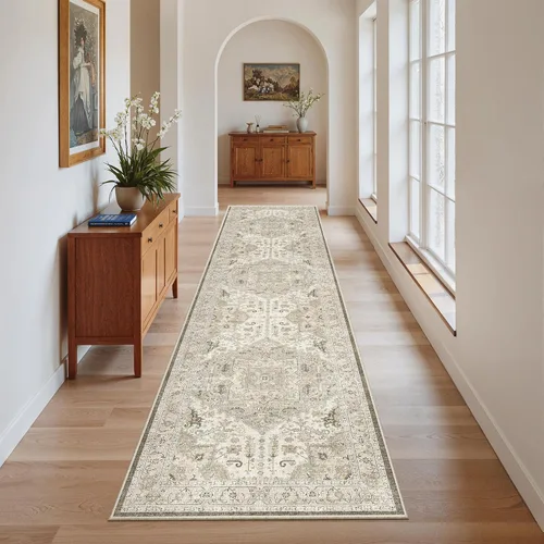 Miniatura 799 de Madane Tapete lavable de 2 x 10 pies para pasillo, cocina, recibidor, clásico, suave, antideslizante para interiores, casa de campo, baño, sala