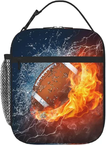 Miniatura 15 de Lonchera Deportiva con Estampado de Fútbol, Bolsa de Almuerzo Aislada Azul para Niños, Adolescentes, Niños y Niñas, Bolsa de Almuerzo Reutilizable