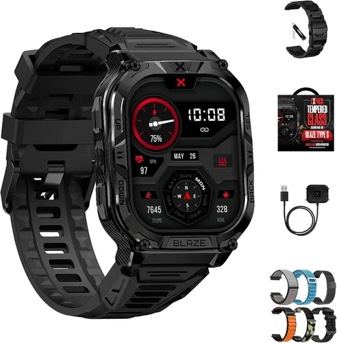Miniatura 10 de Reloj inteligente CARBINOX Blaze con GPS – Rastreadores de fitness resistentes, impermeable IP69K, más de 170 modos deportivos, vidrio Gorilla