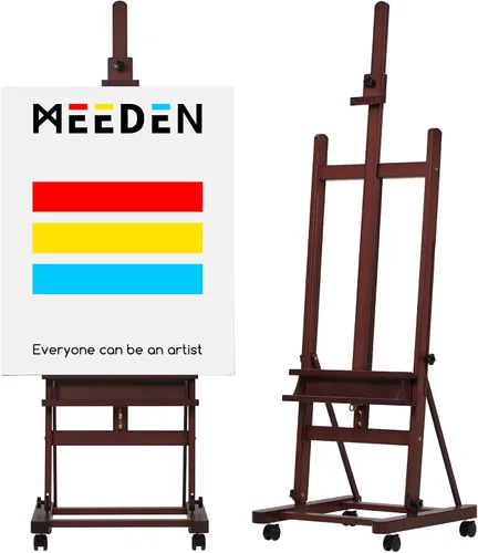 MEEDEN Caballete para pintar y exhibir, caballete de arte ajustable con marco en H para dibujo, lienzo resistente de madera de haya de hasta 146