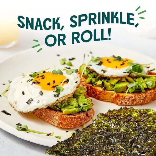 Miniatura 7 de Gimme Hojas grandes de algas marinas tostadas orgánicas de alta calidad, sal marina, keto, vegano, sin gluten, gran fuente de omega3 y yodo