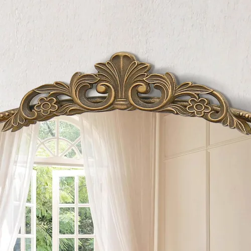 Miniatura 6 de Micasso Espejo grande de oro antiguo: espejo arqueado barroco francés de 29 x 36 pulgadas, espejos vintage ornamentados tradicionales para pared