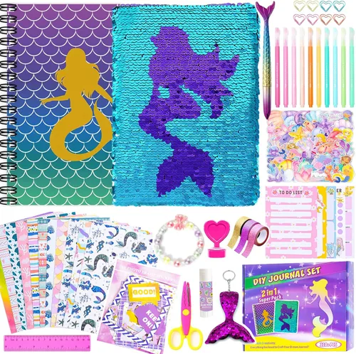 Miniatura 8 de Paquete de 2 Kits de Diario DIY para Niñas de 8-12, 13, 14 Años, Regalos de Cumpleaños para Niñas Adolescentes, 110 Piezas de Lindos Suministros