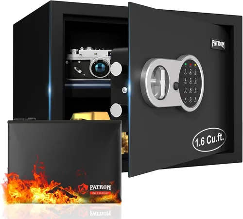 Miniatura 8 de [1.2 pies cúbicos] Caja de seguridad PATRON con llave, seguridad digital para el hogar, cajas fuertes de gabinete para documentos en efectivo, cajas