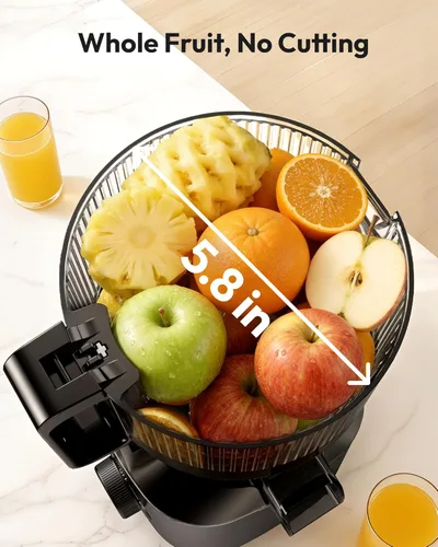 Miniatura 2 de EUHOMY - Exprimidor de prensa en frío, canal de alimentación de 5.5 pulgadas de ancho, exprimidor de masticación lenta para verduras y frutas Negro