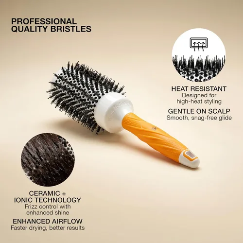 Miniatura 3 de GK HAIR Global Keratin Cepillo térmico extra redondo profesional 2.087 in barril recubierto de cerámica anti estático control de encrespamiento