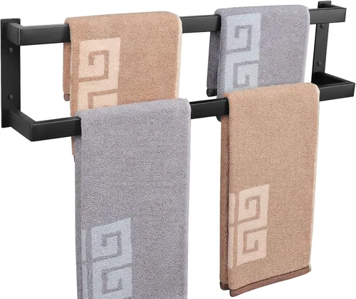 Miniatura 11 de NearMoon Toallero de baño, soporte para toallero, estante cuadrado, toalla colgante para baño, toallero grueso de acero inoxidable SUS304 montado