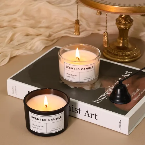 Miniatura 3 de SUPMIND Tarros de vela de 4 onzas, paquete de 15, pequeños tarros de vela vacíos de vidrio negro para hacer velas con tapas de bambú y kit de mecha