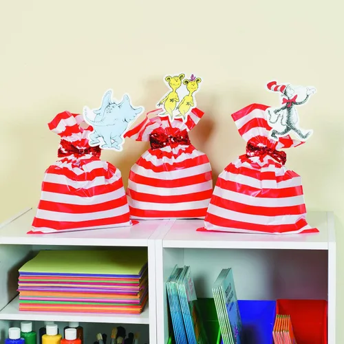 Miniatura 3 de Fun Express Enormes bolsas de plástico a rayas rojas y blancas de 17 x 12 pulgadas (50 bolsas), bolsas de regalo y recuerdos, accesorios de fiesta