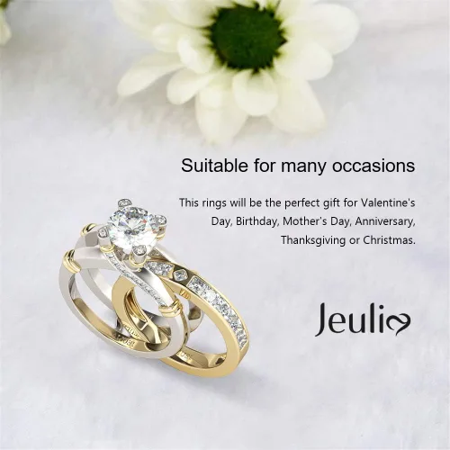 Miniatura 5 de Jeulia - Anillo de plata de ley con circonitas intercambiables para mujer, para boda, compromiso, aniversario