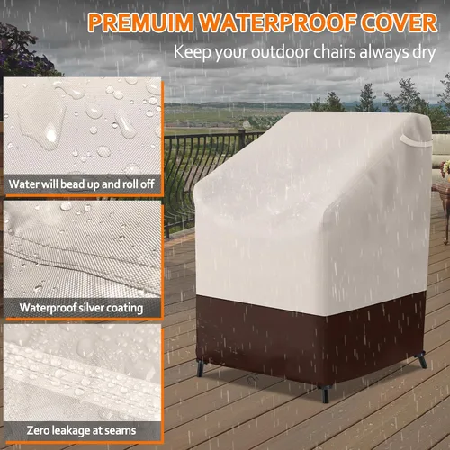 Miniatura 4 de STARTWO Fundas apilables para sillas de patio, resistentes e impermeables, para muebles de exterior, se adapta a 4-6 sillas de comedor apilables, 36