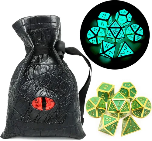 Miniatura 33 de Haxtec - Juego de dados de metal DND, dados poliédricos D&D compatibles con Dungeons and Dragons, regalo TTRPG, dados de metal bronce antiguo